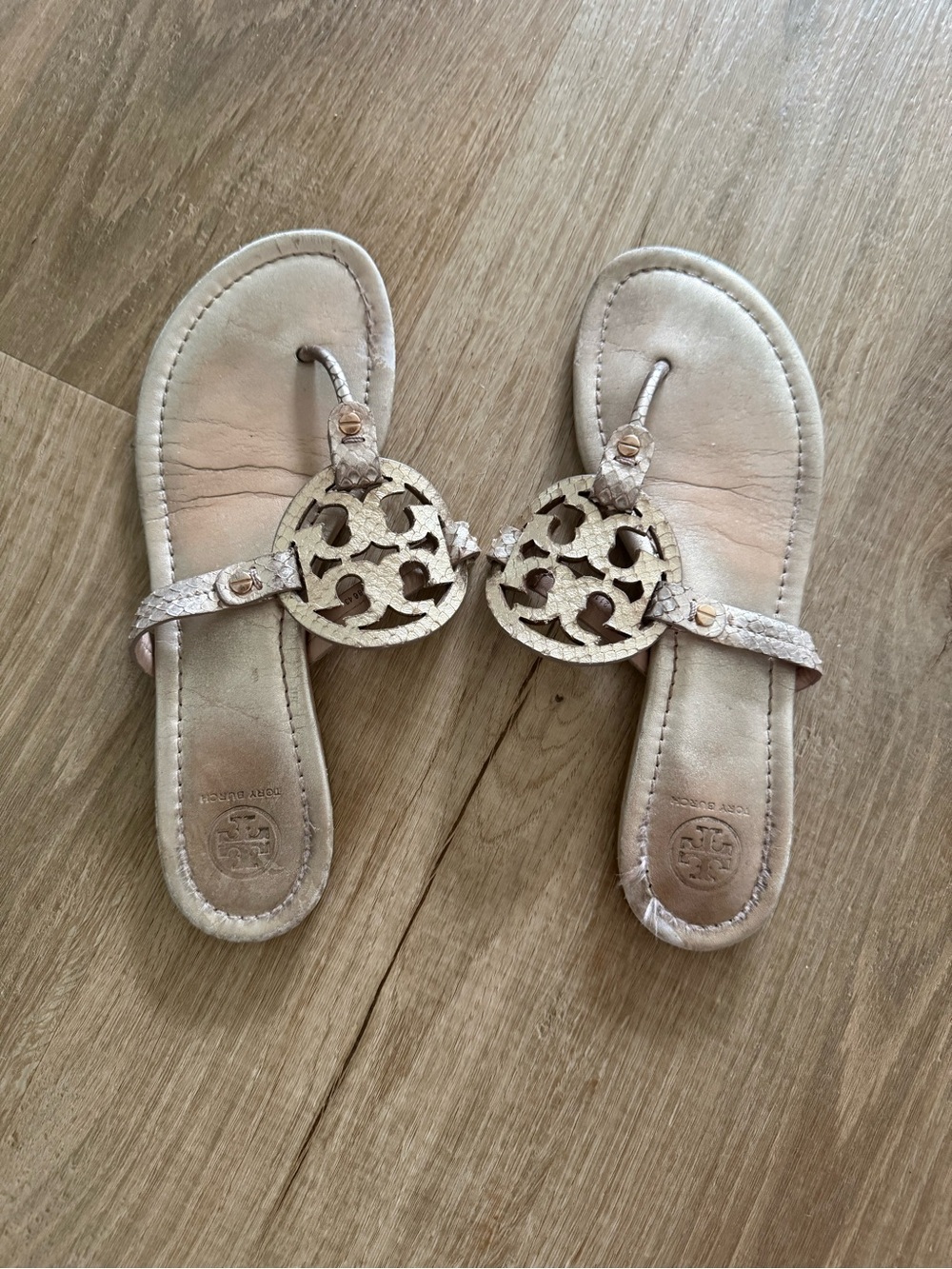Tory Burch Gold Metallic Miller Thong Sandals